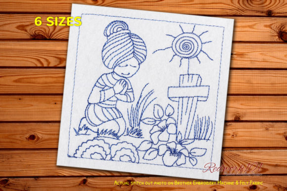 Reviewing Girl Praying for Embroidery Projects